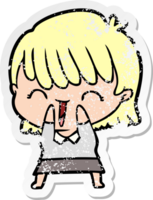 distressed sticker of a cartoon woman png