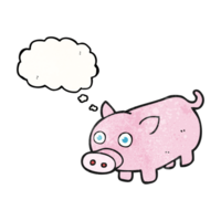 hand drawn thought bubble textured cartoon piglet png