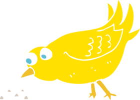 flat color illustration of bird pecking seeds png