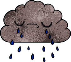 hand drawn textured cartoon of cute crying cloud png