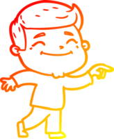 warm gradient line drawing of a happy cartoon man png