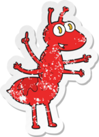 retro distressed sticker of a cartoon ant png