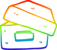 rainbow gradient line drawing of a cartoon old filing box png