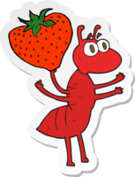 sticker of a cartoon ant carrying food png