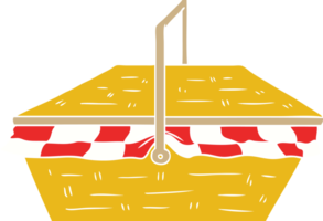 panier de pique-nique de dessin animé de style plat couleur png