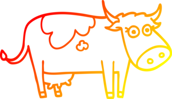 warm gradient line drawing of a cartoon farm cow png