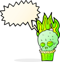 cartoon spooky skull cupcake with speech bubble png