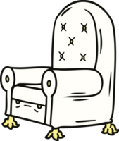 hand drawn cartoon doodle of a blue arm chair png