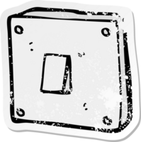 pegatina retro angustiada de un interruptor de luz de dibujos animados png