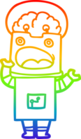 rainbow gradient line drawing of a cartoon robot png