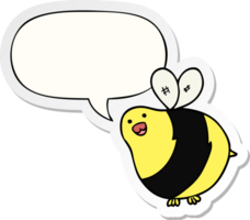 dessin animé abeille avec discours bulle autocollant png