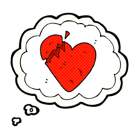 hand drawn thought bubble cartoon broken heart png