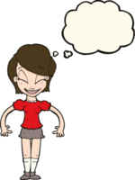 cartoon pretty woman with thought bubble png