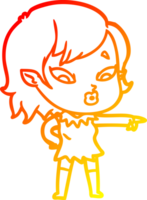 warm gradient line drawing of a cute cartoon vampire girl png