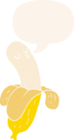 cartone animato Banana con discorso bolla nel retrò stile png