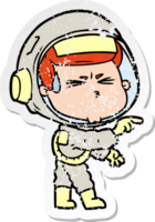adesivo angustiado de um astronauta estressado de desenho animado png