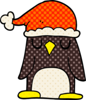 cartoon doodle penguin wearing christmas hat png