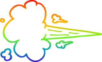 rainbow gradient line drawing of a cartoon whooshing cloud png