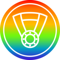 médaille prix circulaire icône avec arc en ciel pente terminer png
