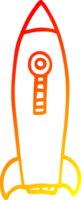 warm gradient line drawing of a cartoon space rocket png