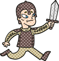 comico libro stile cartone animato medievale guerriero png