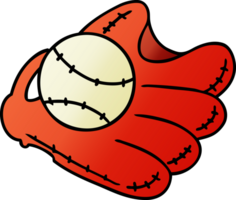 hand drawn gradient cartoon doodle of a baseball and glove png