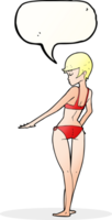 dessin animé bikini femme avec bulle de dialogue png