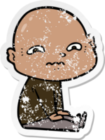 distressed sticker of a cartoon nervous man png