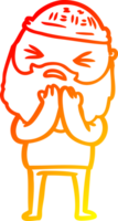 warm gradient line drawing of a cartoon man with beard png