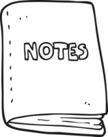 hand drawn black and white cartoon note book png