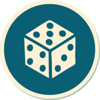 sticker of tattoo in traditional style of a dice png
