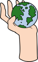 cartoon hand holding whole earth png