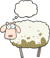 main tiré pensée bulle dessin animé boueux mouton png