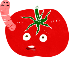 tomate de dibujos animados con gusano png