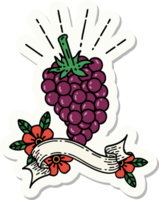 pegatina de un racimo de uvas estilo tatuaje png