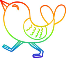 rainbow gradient line drawing of a cartoon red bird png