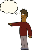 cartoon happy pointing man with thought bubble png