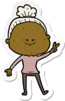 sticker of a cartoon happy old woman png