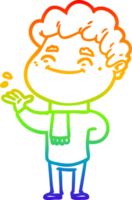 arco iris degradado línea dibujo de un dibujos animados simpático hombre png