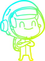 cold gradient line drawing of a happy cartoon astronaut png