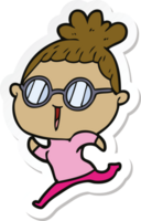 Aufkleber einer Cartoon-Frau mit Brille png