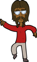 homem hippie de desenho animado usando óculos png