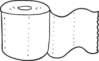 hand drawn black and white cartoon toilet paper png