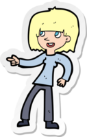 sticker of a cartoon girl pointing png