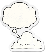 cute cartoon cloud with thought bubble as a distressed worn sticker png