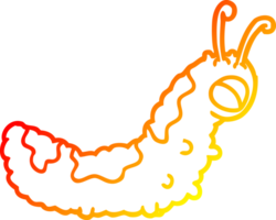 warm gradient line drawing of a funny cartoon caterpillar png