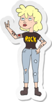 pegatina de una chica rockera de dibujos animados png