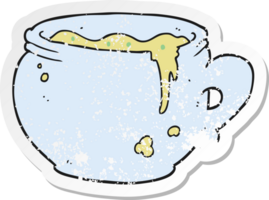 Retro beunruhigter Aufkleber einer Cartoon-Tasse Suppe png