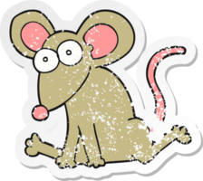 retro distressed sticker of a cartoon mouse png