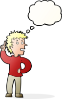 cartoon boy with idea with thought bubble png